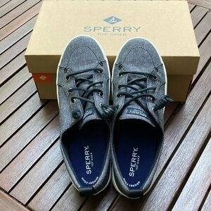 New women’s Sperry top sided, size 8, grey black